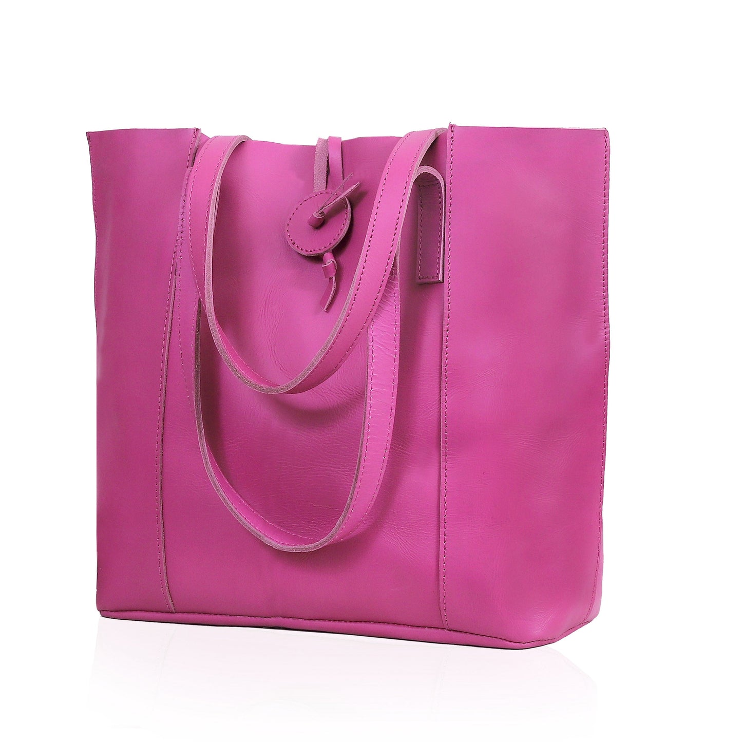 Denver Leather Tote Bag - Pink