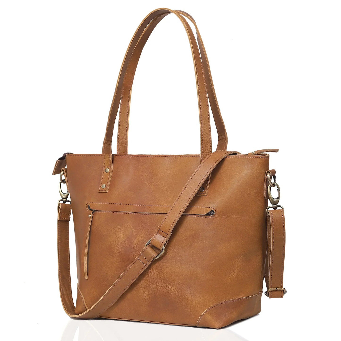Portland Buffalo Leather Tote Bag Combo - Tan