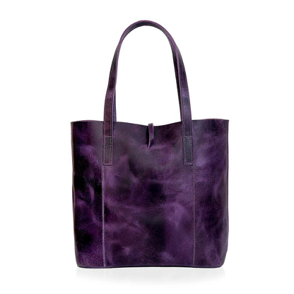 Denver Leather Tote Bag - Purple