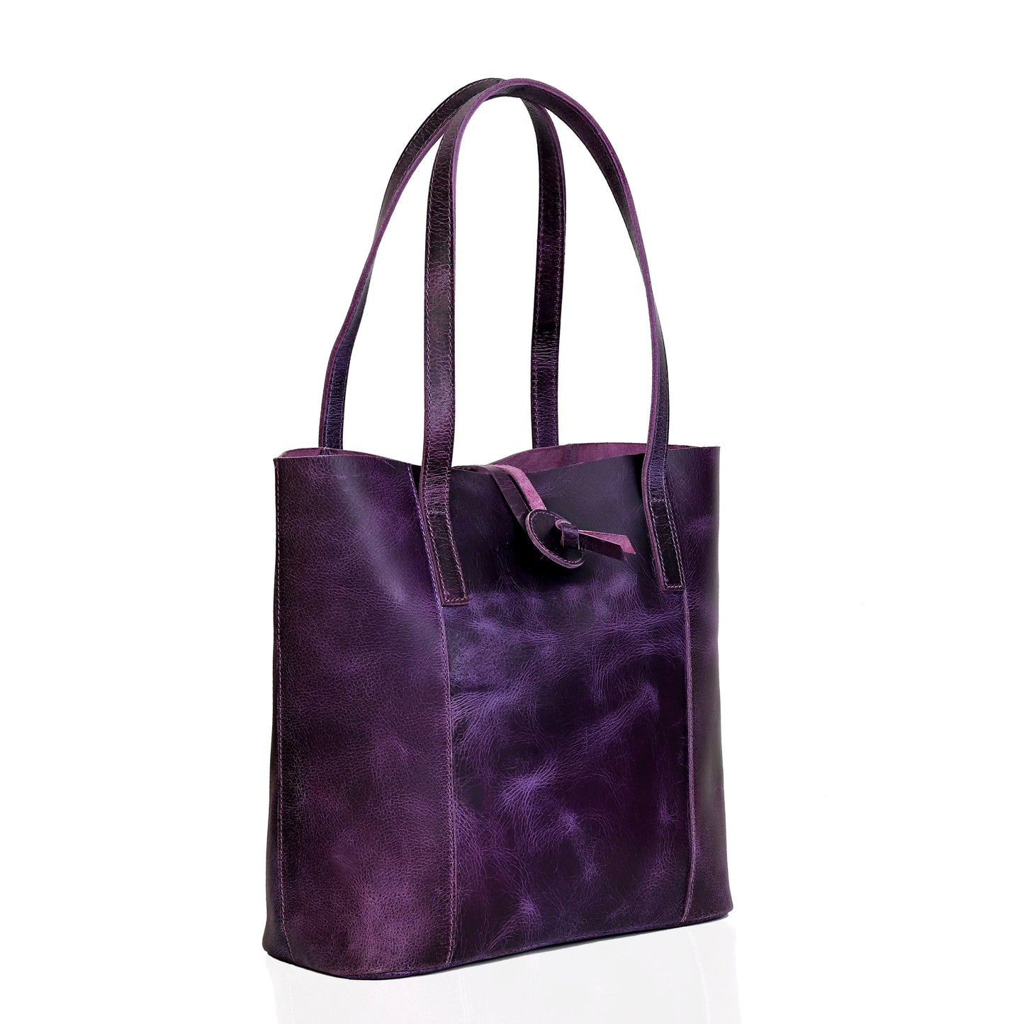 Denver Leather Tote Bag - Purple