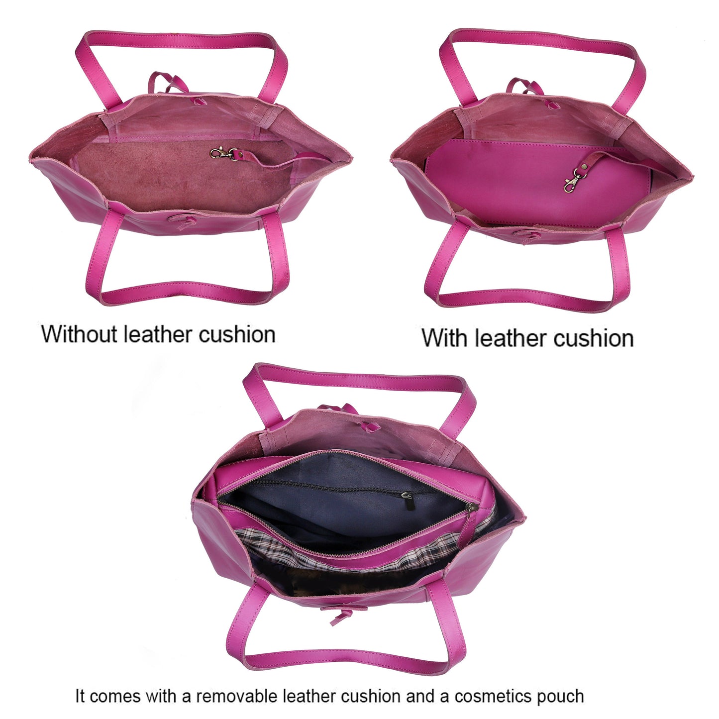 Denver Leather Tote Bag - Pink