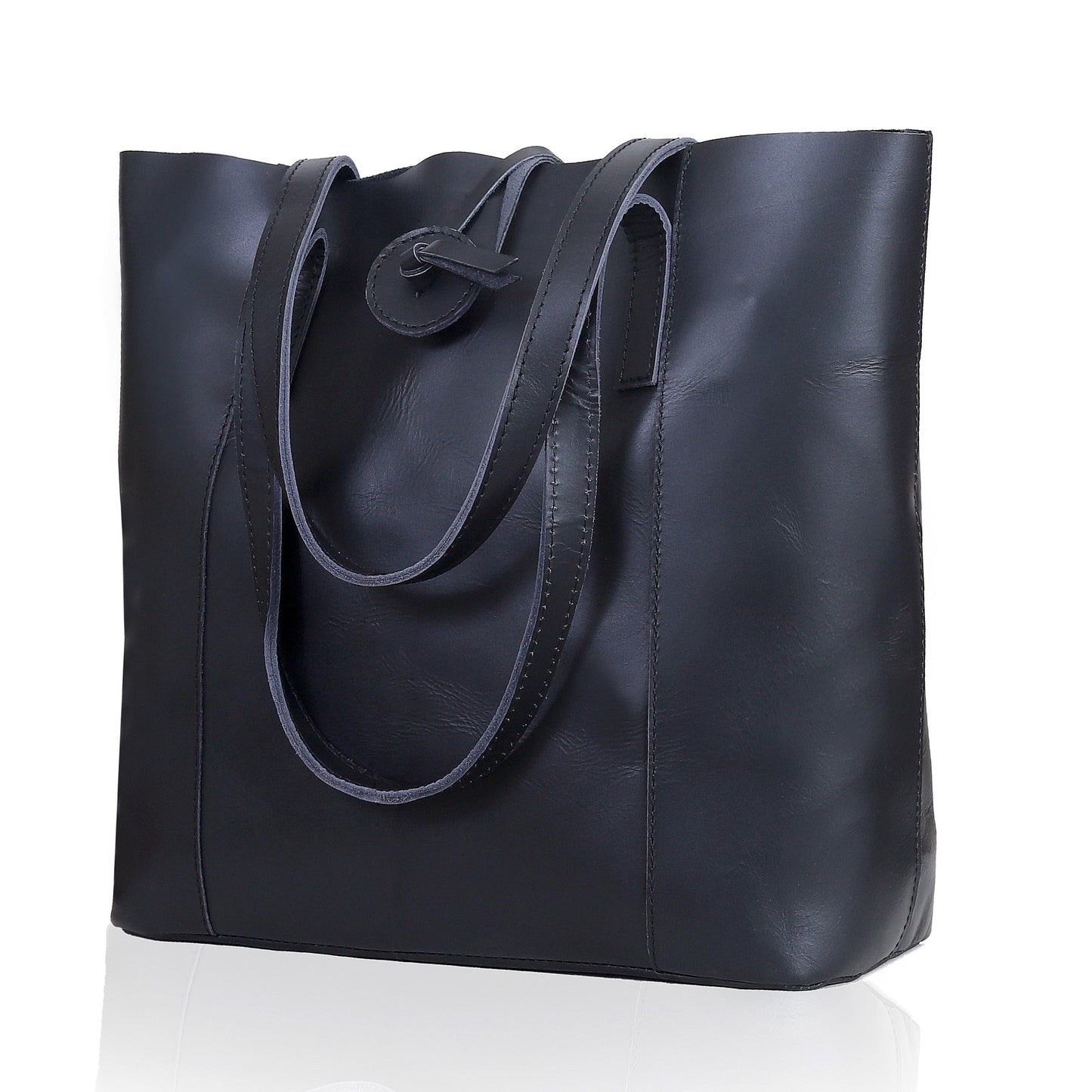 Denver Leather Tote Bag - Black