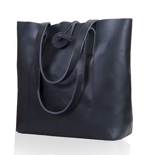 Denver Leather Tote Bag - Black