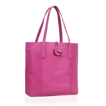 Denver Leather Tote Bag - Pink