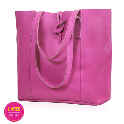 Denver Leather Tote Bag - Pink