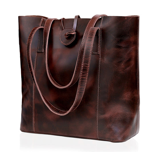 Denver Leather Tote Bag - Burgundy