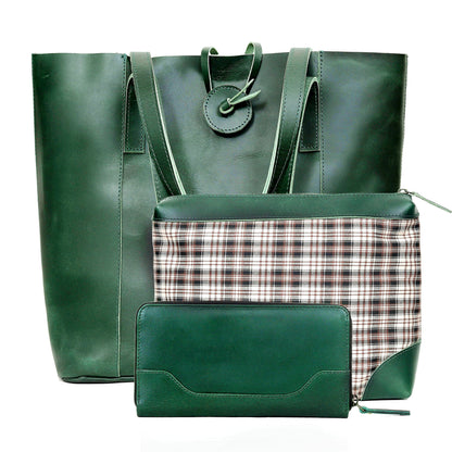Denver Buffalo Leather Tote Bag - Green