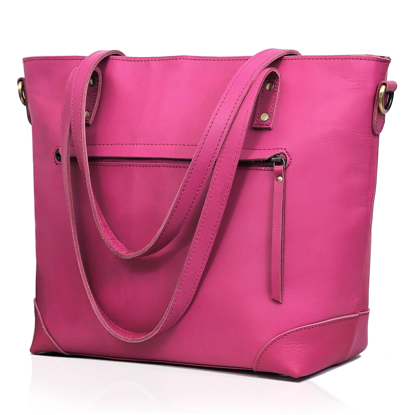 Portland Buffalo Leather Tote Bag - Pink