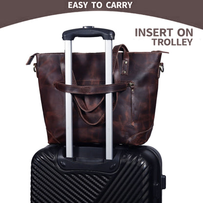 Portland Buffalo Leather Tote Bag - Burgundy