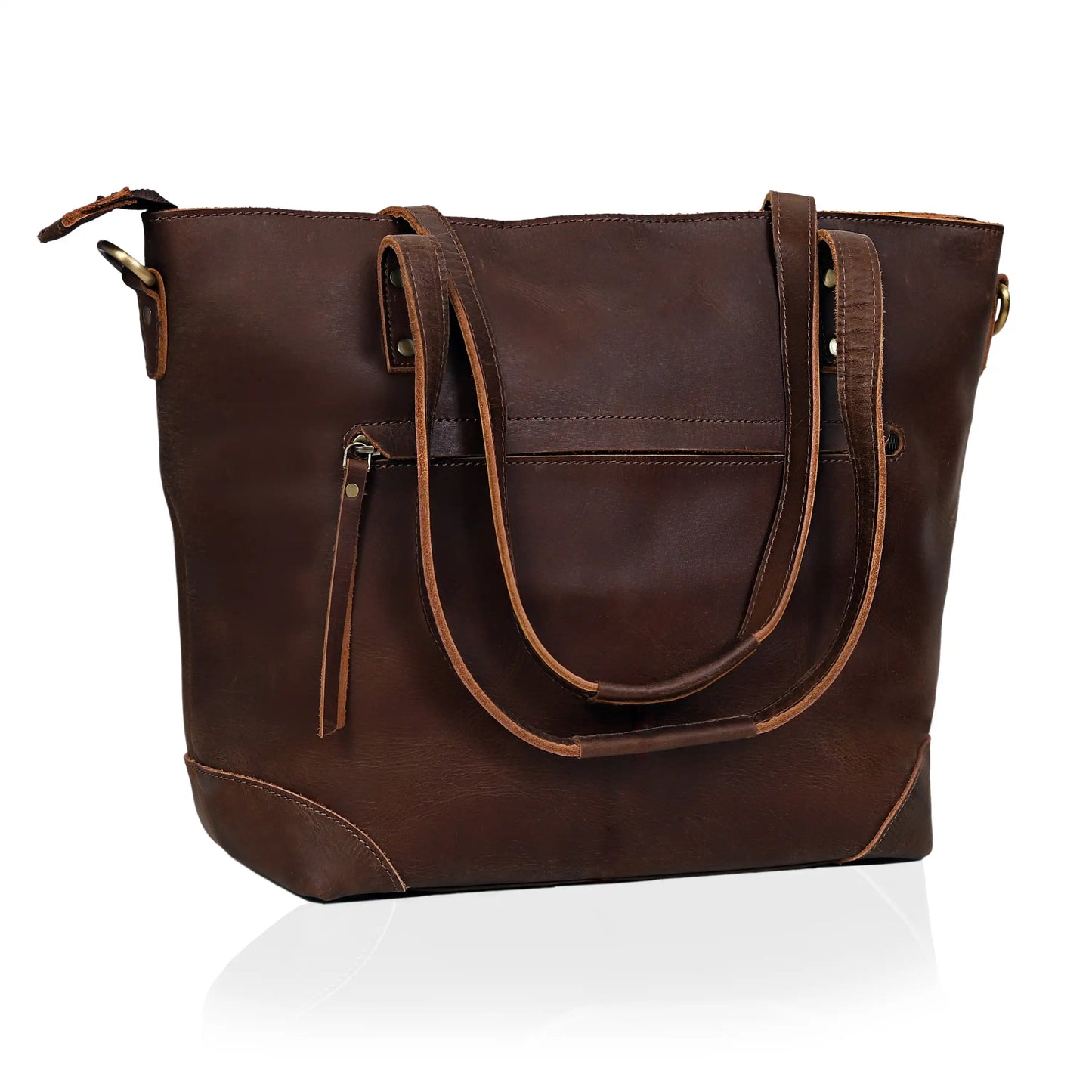 Portland Buffalo Leather Tote Bag - Brown