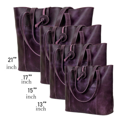 Denver Leather Tote Bag - Purple