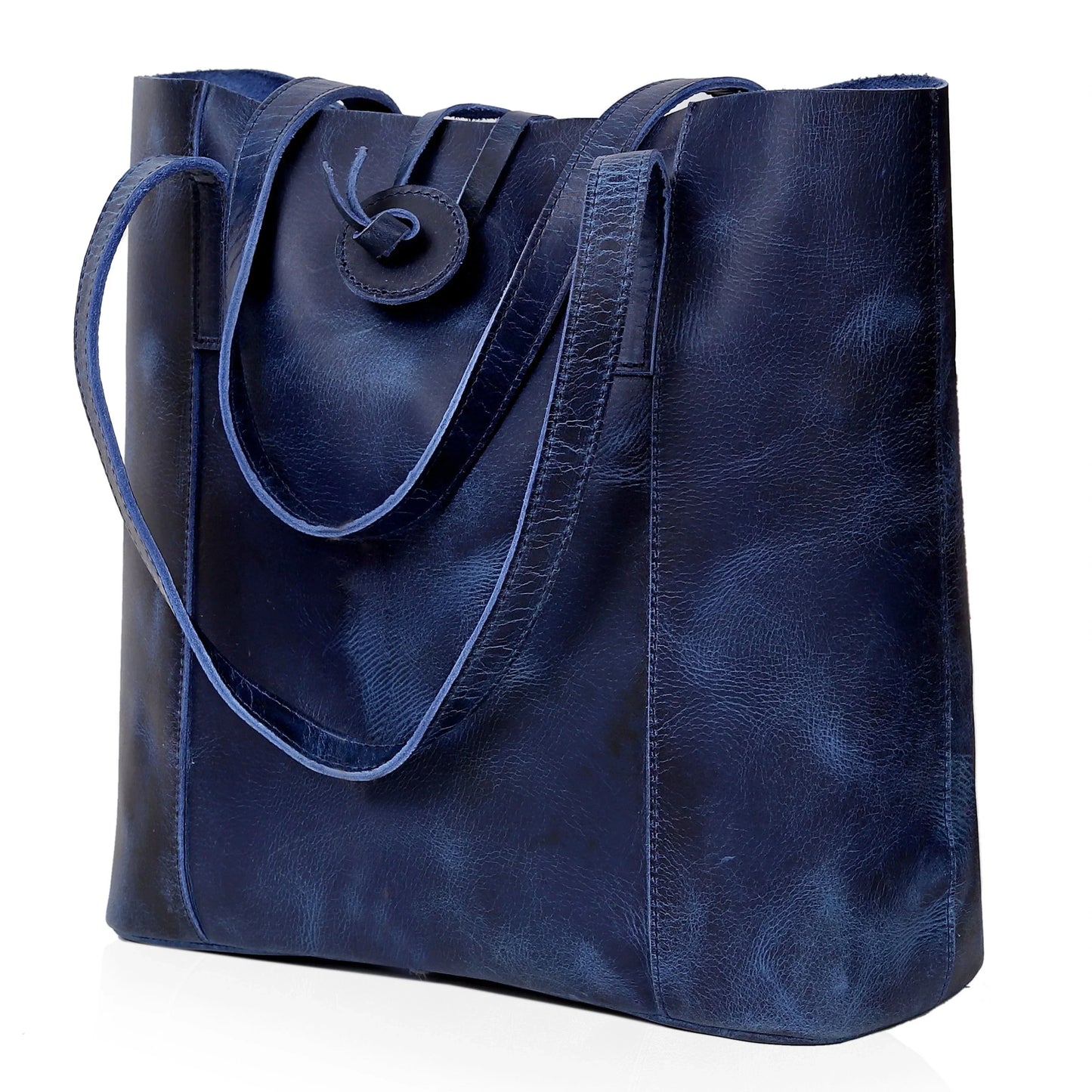 Denver Leather Tote Bag - Blue