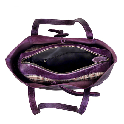 Denver Leather Tote Bag - Purple