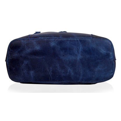 Denver Leather Tote Bag - Blue