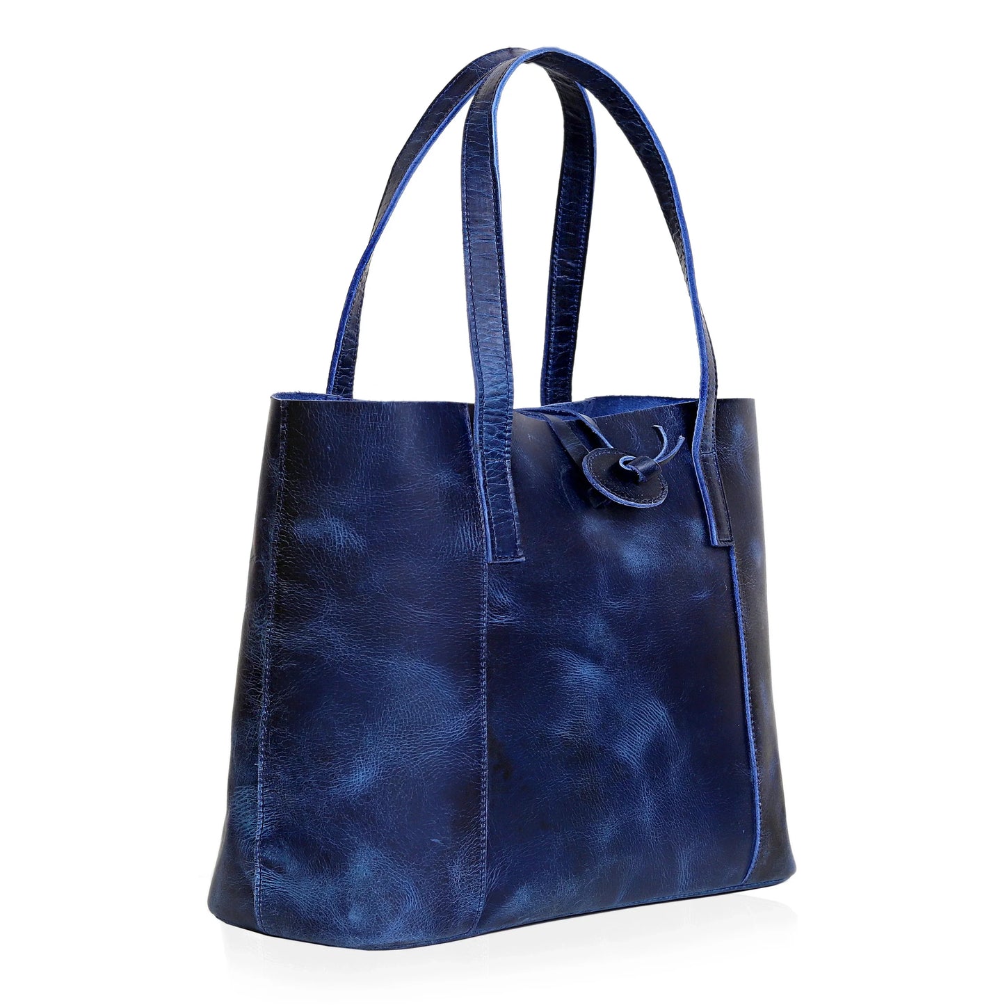 Denver Leather Tote Bag - Blue