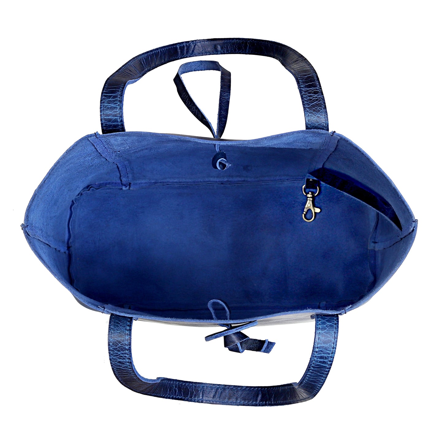 Denver Leather Tote Bag - Blue