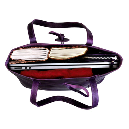 Denver Leather Tote Bag - Purple