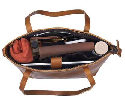 Portland Buffalo Leather Tote Bag - Tan