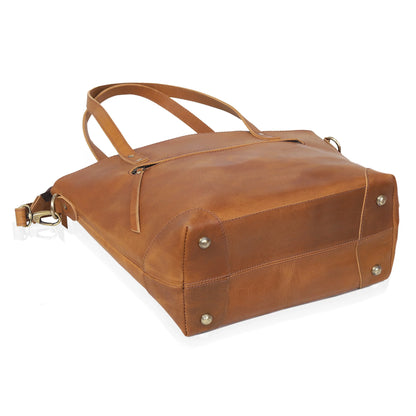 Portland Buffalo Leather Tote Bag - Tan