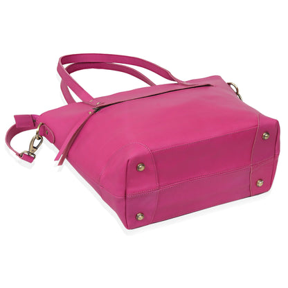 Portland Buffalo Leather Tote Bag - Pink