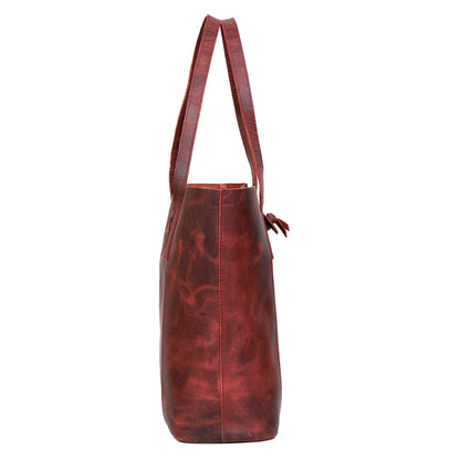 Denver Leather Tote Bag - Red