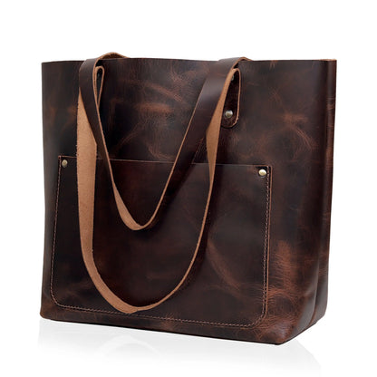 Bella Buffalo Leather Tote Bag Brown