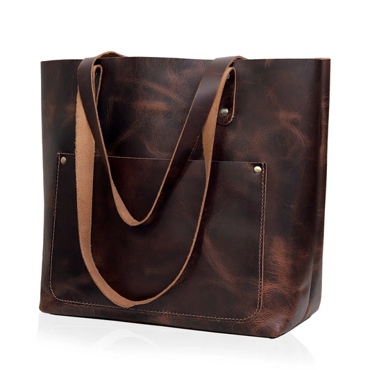 Bella Buffalo Leather Tote Bag Brown
