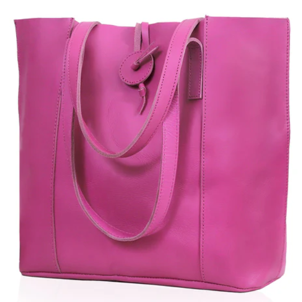 Denver Leather Tote Bag - Pink